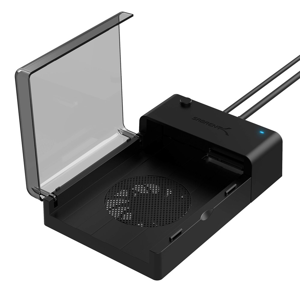 SABRENT USB 3.0 to SATA External Hard Drive Lay Flat Docking Station with Built in Cooling Fan for 2.5 or 3.5in HDD, SSD [Support UASP and 22TB] (EC-DFFN)