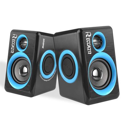 RECCAZR SP2040 Surround Computer Speakers with Deep Bass USB Wired Powered Multimedia Speaker for PC/Laptops/Smart Phone Built-in 4 Loudspeaker Diaphragm(Blue)