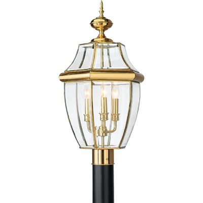 Generation Lighting Lancaster 3-Light Post Lantern in Polished Brass
