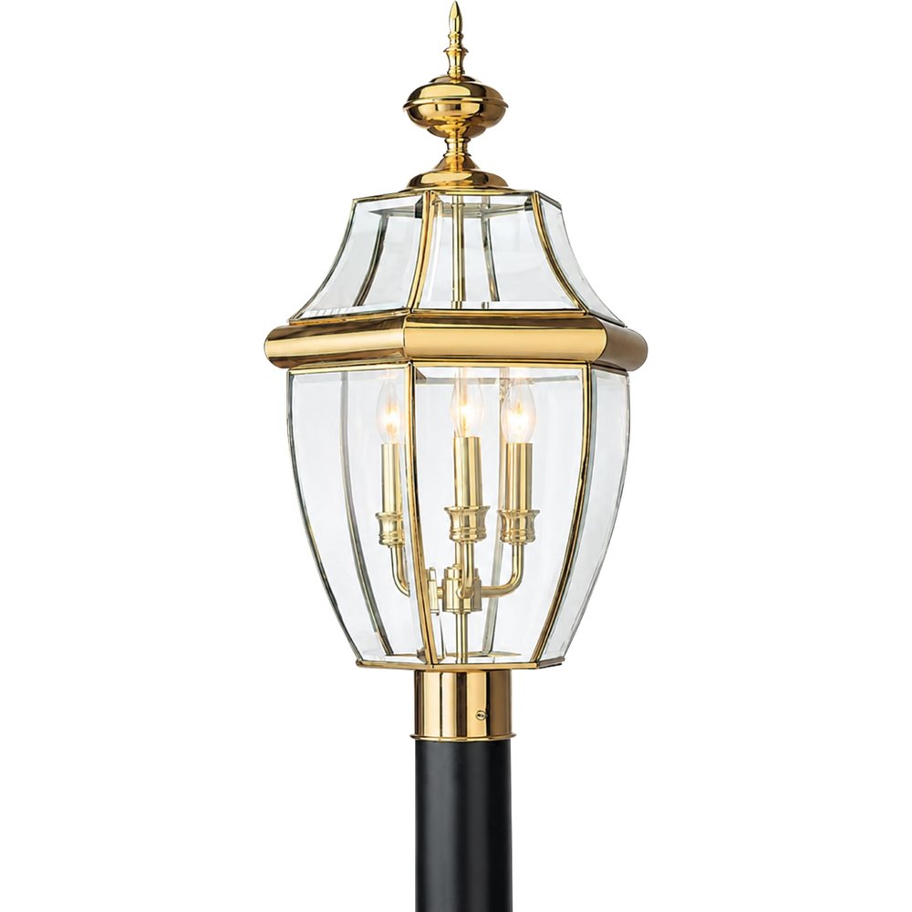 Generation Lighting Lancaster 3-Light Post Lantern in Polished Brass