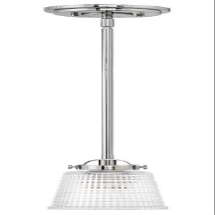 Hinkley Bennett Collection One Light Pendant with Clear Holophane Glass, Polished Nickel