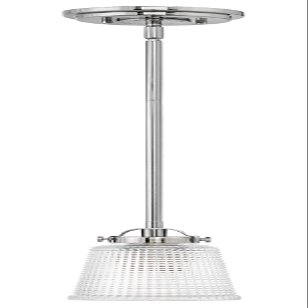Hinkley Bennett Collection One Light Pendant with Clear Holophane Glass, Polished Nickel