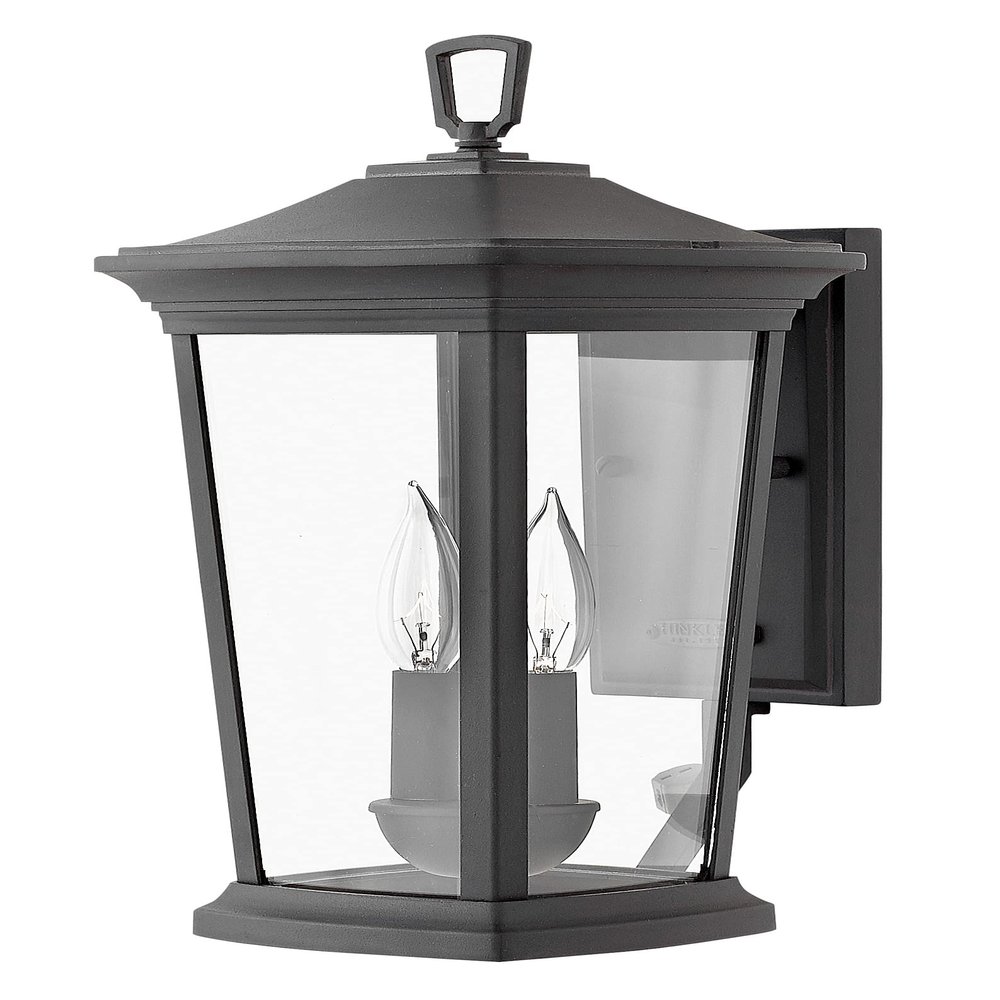 Hinkley Bromley Small LED Wall Mount Lantern, Museum Black, 120V, Add Security to Porches, Patios, Exterior Spaces with Durable LED Outdoor Lighting, Includes 2-5w Cand. LED Lamps, 2360MB-LL