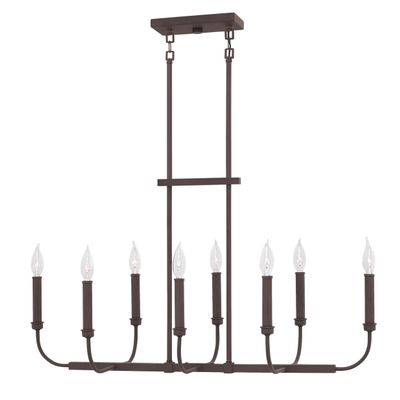 Hinkley Alister Collection Eight Light Linear Chandelier, Buckeye Bronze