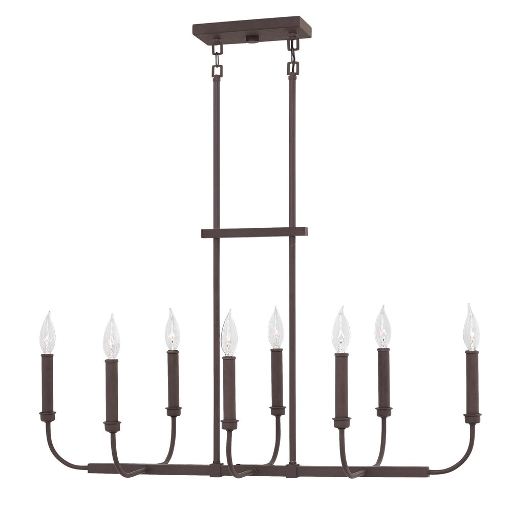Hinkley Alister Collection Eight Light Linear Chandelier, Buckeye Bronze