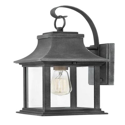 Hinkley Adair Small Single Light Outdoor Wall Mount Lantern, Aged Zinc