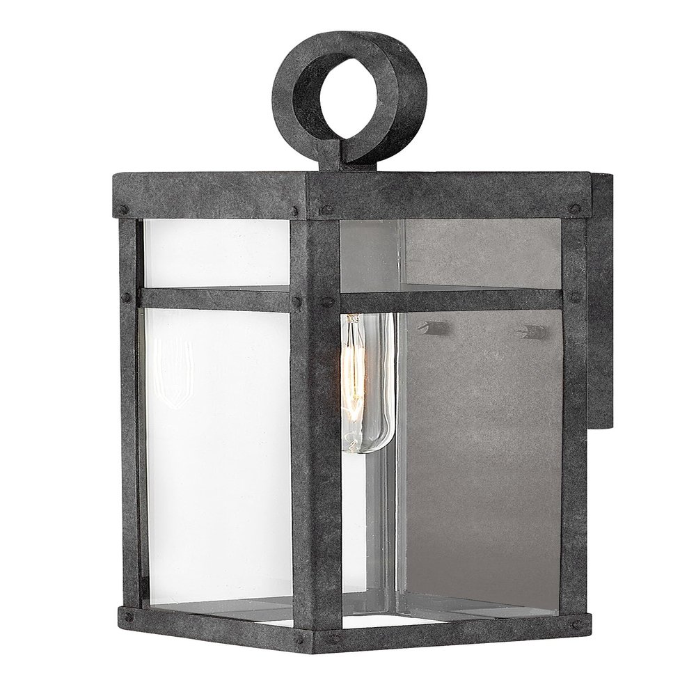 Hinkley Porter Extra Small Wall Mount Lantern, Aged Zinc, 120V, Add Security to Porches, Patios and Exterior Spaces with Ultra-Durable Outdoor Lighting, Aluminum Wall Light, 100w Bulb Included