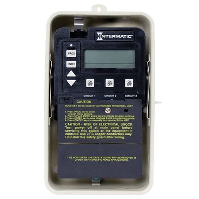 Intermatic PE153 24-Hour Electronic Time Control - Multi-Circuit Pool and Spa Timer with Countdown, Override, and Versatile Programming - Freeze and Heater Protection, LCD Readout