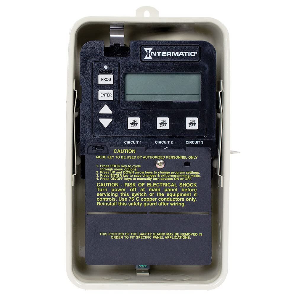 Intermatic PE153 24-Hour Electronic Time Control - Multi-Circuit Pool and Spa Timer with Countdown, Override, and Versatile Programming - Freeze and Heater Protection, LCD Readout