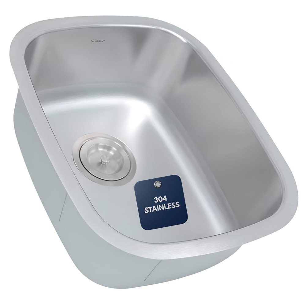 Nantucket Sinks NS20 15-Inch 18-Gauge Rectangle Undermount Bar/Prep Sink, Stainless Steel