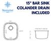 Nantucket Sinks NS20 15-Inch 18-Gauge Rectangle Undermount Bar/Prep Sink, Stainless Steel view 2