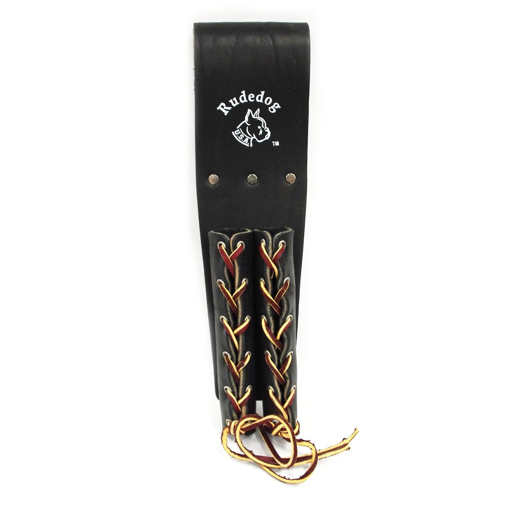 Lace-Up Double Bullpin Holder - Premium Black Leather- Rudedog USA #3011