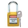 Brady Plastic Lockout/Tagout Padlock, Keyed Different, 1-3/4" Body Length, 1-1/2" Shackle Clearance, Yellow (Pack of 1) view 1