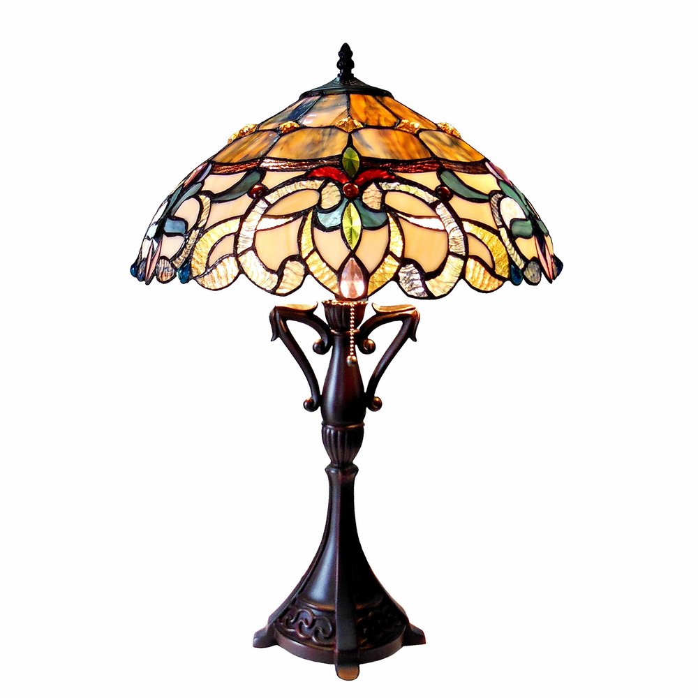 CHLOE Lighting Nora Tiffany Style Victorian 2 Light Table Lamp 18" Shade