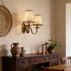 Aiwen 17.71" Vintage Wall Sconces with Fabric Shade, Antique Double Sconces view 2