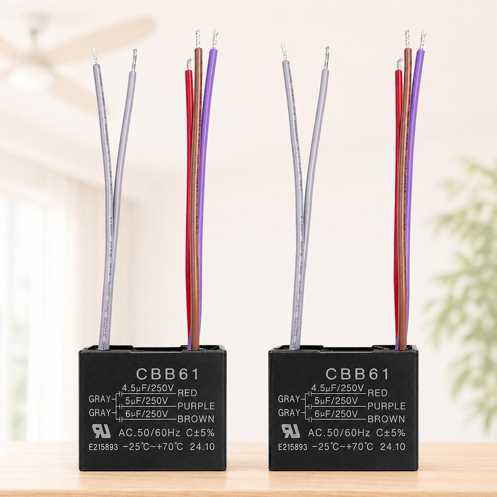 Podoy Ceiling Fan Capacitor 4.5uF+5uF+6uF 5 Wire Compatible with BM CBB61