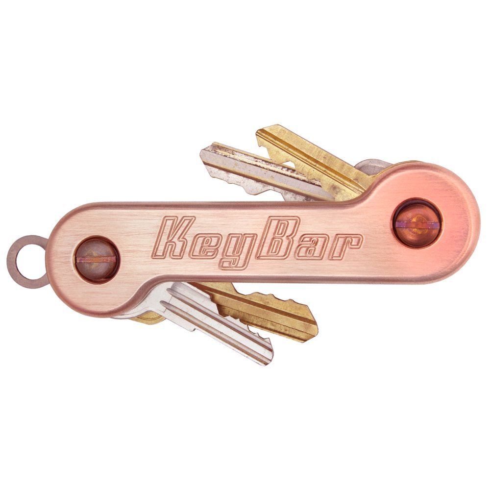 KeyBar Copper Key Organizer EDC Tool | Everyday Carry Compact Key Holder Multi-Tool and Keychain Organizer with Pocket Clip (Holds up to 12 Keys) Made in the USA