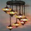 Handmade, Authentic, Mosaic Chandelier, Tiffany Style Glass, Moroccan/Ottoman Style Night Lights (Multi-Colored, 7 Globes) view 1