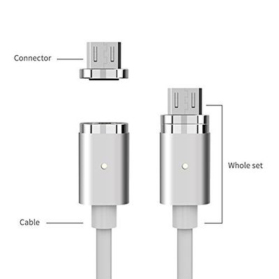 [BC Brand] WSKEN Mini 1 Silver Micro USB Metal Magnetic Charging Cable for Samsung