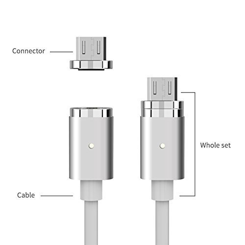 [BC Brand] WSKEN Mini 1 Silver Micro USB Metal Magnetic Charging Cable for Samsung