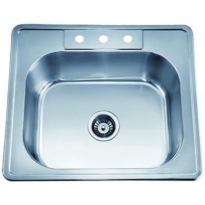 Dawn AST103 Top Mount Single Bowl Sink, Polished Satin