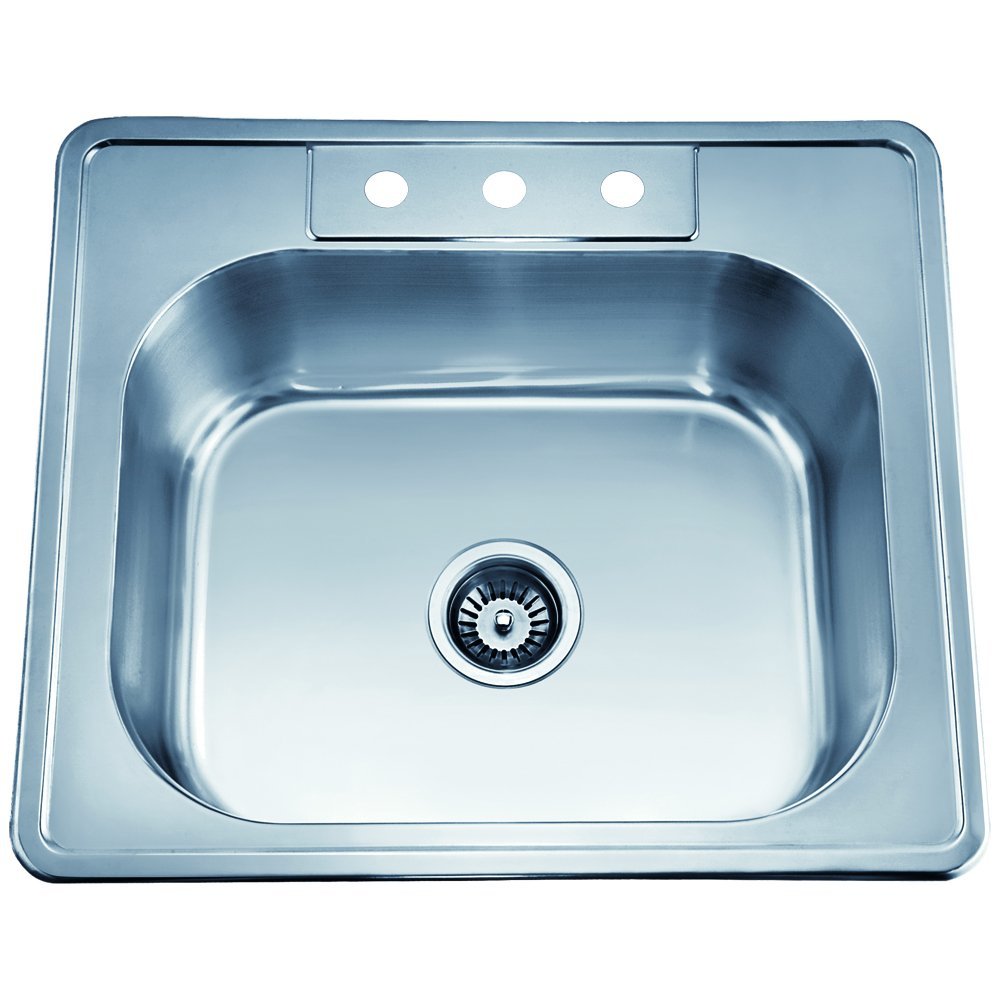 Dawn AST103 Top Mount Single Bowl Sink, Polished Satin