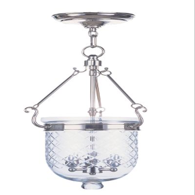 Livex Lighting 5073-35 Jefferson 3-Light Hanging Lantern, Polished Nickel