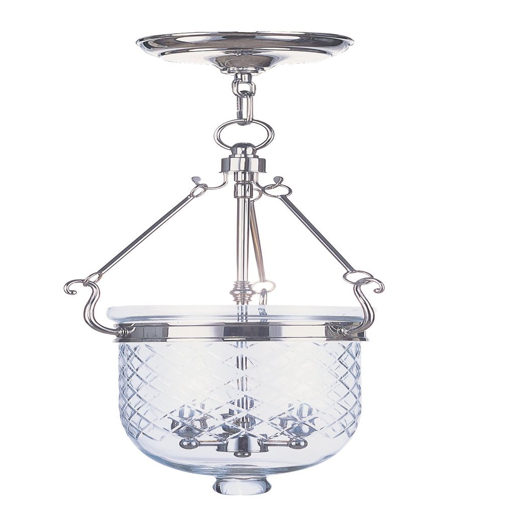 Livex Lighting 5073-35 Jefferson 3-Light Hanging Lantern, Polished Nickel