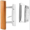 Prime-Line C 1204 Sliding Glass Door Handle Set  Replace Old or Damaged Door Handles Quickly and Easily  White Diecast, Mortise/Hook Style, Fits 3-15/16 In. Hole Spacing (1 Set) view 1