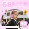 Mokata Headphones Kids Bluetooth 5.4 Wireless Play Time 68H Safe Volume Limit 85/94dB Over-Ear Foldable Headset,Fast Charging,with Aux Cord Built-in Mic for Toddler Child Pad Study Tablet Pink view 3