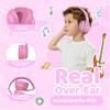 Mokata Headphones Kids Bluetooth 5.4 Wireless Play Time 68H Safe Volume Limit 85/94dB Over-Ear Foldable Headset,Fast Charging,with Aux Cord Built-in Mic for Toddler Child Pad Study Tablet Pink view 4