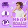 Mokata Headphones Kids Bluetooth 5.4 Wireless Play Time 68H Safe Volume Limit 85/94dB Over-Ear Foldable Headset,Fast Charging,with Aux Cord Built-in Mic for Toddler Child Pad Study Tablet Purple view 4