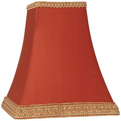 Rust Medium Square Sided Lamp Shade 5" Top x 10" Bottom x 9" Height (Spider) Replacement with Harp and Finial - Springcrest