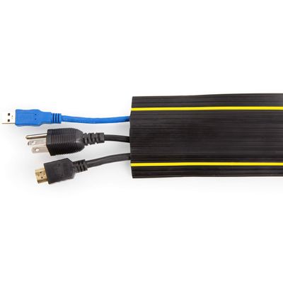 6.5 Feet Heavy Duty Cable Protector + Cord Cover  3 Cord Channels  Durable Black PVC is Flexible, Odor Free, Easy to Unroll and Open  Conceal Wires at Home, Office, Warehouse, Workshop, Concerts