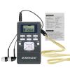 EXMAX E108 Wireless Stereo FM Radio Receiver - Portable Pocket Mini With Earbuds, LCD Clock for Translator Tour Guide System, Jogging, Running, Walking, Yardwork - Gray view 1