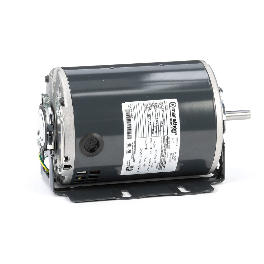 Marathon D162 48Y Frame Open Drip Proof 48S17D2087 Belt Drive Motor, 1/2 hp, 1725 RPM, 115 VAC, 1 Split Phase, 1 Speed, Ball Bearing, Resilient Ring Mount
