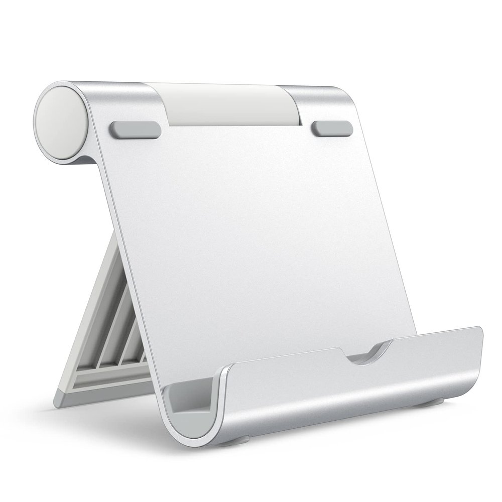 JETech Tablet Stand, Adjustable Portable Desktop Holder, Foldable Dock for iPad/iPad Pro/Air/Mini, Galaxy Tab A8/A7 Lite/A7/S8/S7, Kindle, Tab/Phones(4-11"), Sliver
