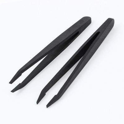 uxcell Craft Hobby 2.6mm Tip Plastic Anti-static Tweezers 2PCS Black