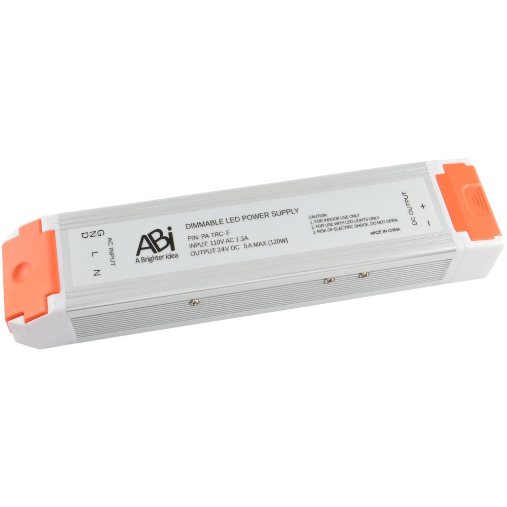 ABI 24V 120W Power Supply Driver TRIAC Dimmable Transformer for LED Flexible Strip Light (Works with Standard Wall Dimmers)