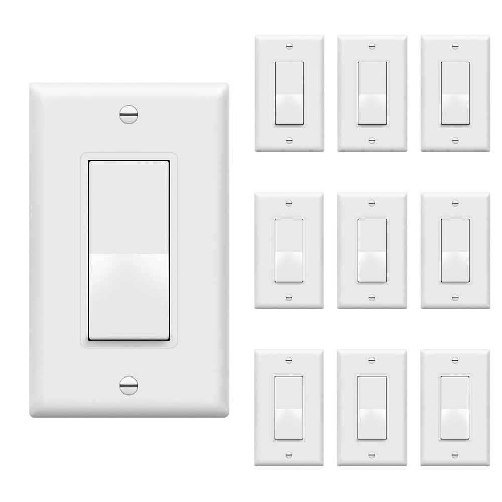 ENERLITES White 3-Way Decorator Paddle Rocker Light Switch, 15A, 10 Pack
