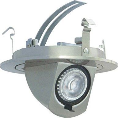Four Bros Lighting | 4" LED Recessed Complete Kit | Mix & Match | Recessed Housing | Downlights | Trims | Bulbs | (7W - Pivoting Drop Down Can - Satin Nickel - 3000K)