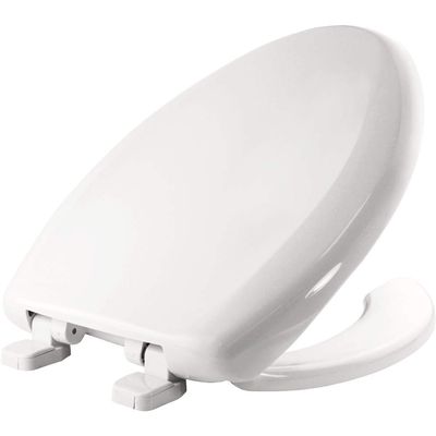 BEMIS 1250TTA Commercial Open Front Plastic Toilet Seat, Heavy Duty Industrial Seat with Lid, Elongated, White