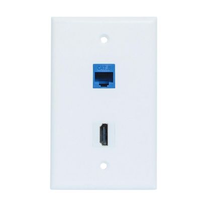BUPLDET HDMI Port and Ethernet Wall Plate - 4K/8K HDMI RJ45 Cat6 Keystone Jack Network Wall Plate Female to Female for HDTV