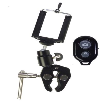 ALZO Smartphone Mount with Ball Head, Clamp and Bluetooth Shutter Release for Photography and Video Selfie