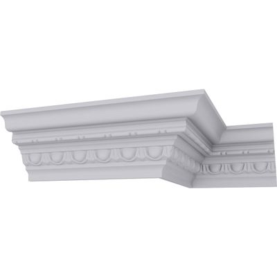 Endurathane Stockport Traditional Crown Moulding, 3 5/8"H x 3 3/8"P x 5"F x 94 1/2"L, Factory Primed