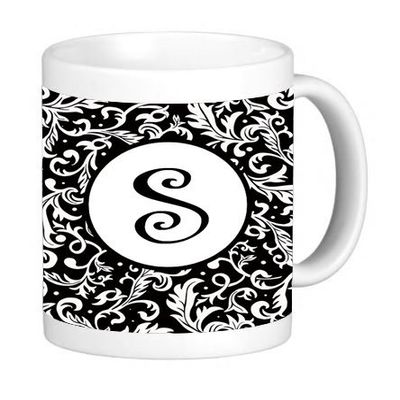Monogram Initial Letter S 11 Ounce Ceramic Coffee Mug Tea Cup