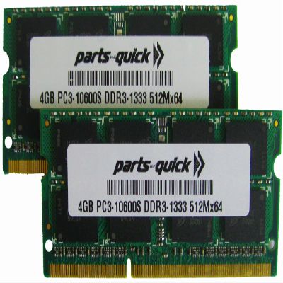 8GB 2 X 4GB Memory for HP EliteBook 2540p 2740p 8440p 8540p Notebook Laptop DDR3 PC3-10600 1333MHz 204 pin SODIMM RAM (PARTS-QUICK Brand)