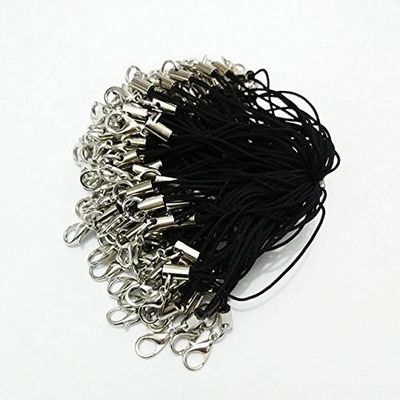 2.8" 100pcs Strap Charm Cords Lariat Clip Lobster Clasp using as Trinkets, Charms, Crystal, Keyring, Badge holder & other decoration or other handmade jewellery making accessories (Black Color)