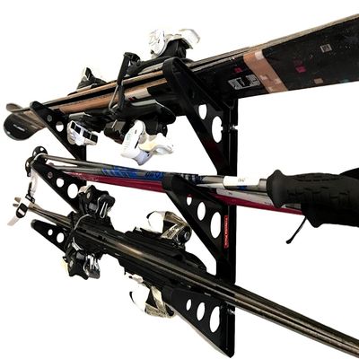 StoreYourBoard Ski Rack  Heavy-Duty Horizontal Ski Wall Mount & Snowboard Wall Mount for Garage Wall Shelving - Snowboards & Gear, Multi-Sport Skateboard Organizer - Skiing Accessories - Holds 3 Pair