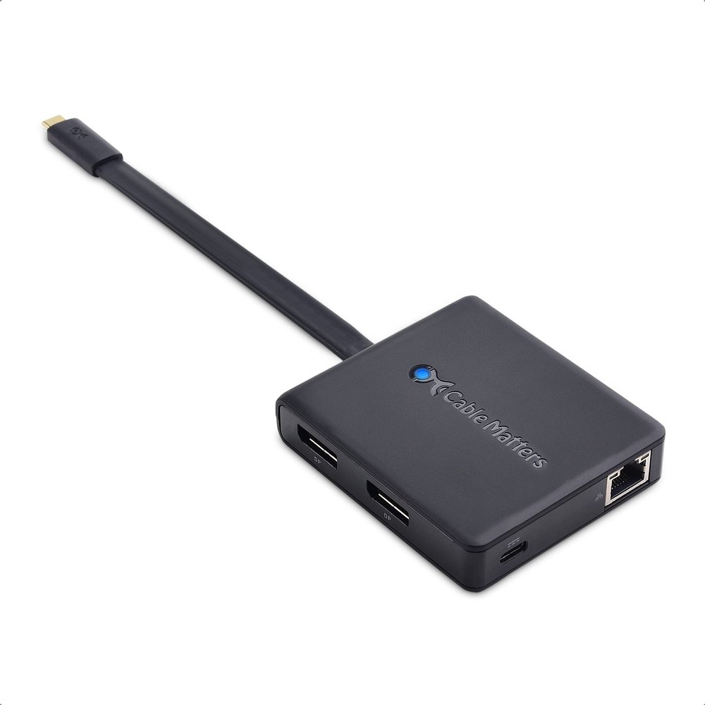 Cable Matters Dual Monitor USB C Hub (USBC Dock) with Dual 4K DisplayPort, 2X USB 2.0, Ethernet, and 60W Charging - Thunderbolt 4 / USB4 / Thunderbolt 3 Port Compatible for Windows and Linux.